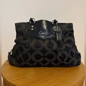 Coach Black and Circle Pattern Shoulder Bag